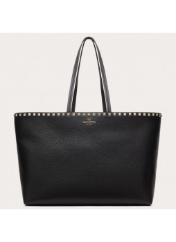 V.alentino Large Shopping Bag In Black Leather High